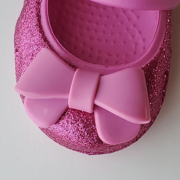 Girl Pink glitter Croc Flats Size C5 - Picture 7 of 7